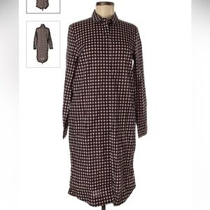 COS Checkered Print Midi Shirt Dress size 8